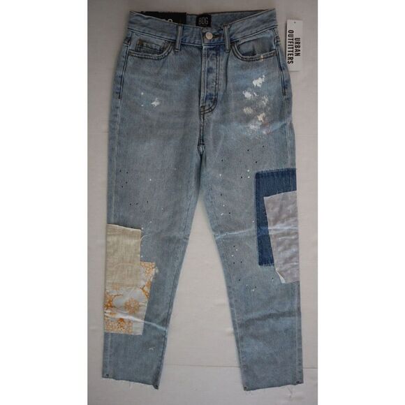 BDG x Urban Outfitters Women Sz 24 Blue Patchwork Hi-Rise Slim Straight Jeans - Picture 1 of 8